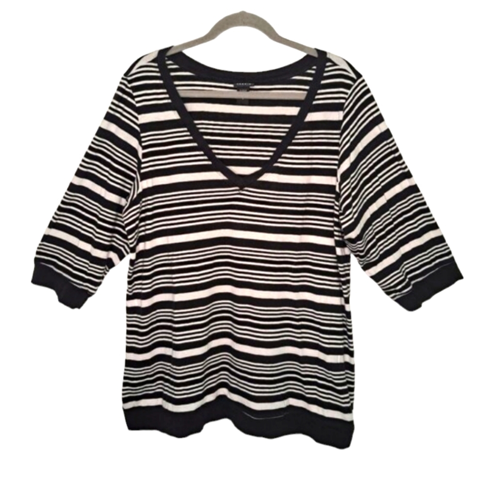 Torrid Black and White Striped Elbow Length Sleeve Top Plus Size 3
